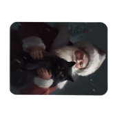 タキシード猫とサンタクロースのクリスマス マグネット (横)