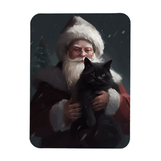 タキシード猫とサンタクロースのクリスマス マグネット (縦)