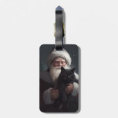 タキシード猫とサンタクロースのクリスマス ラゲッジタグ (裏面縦)