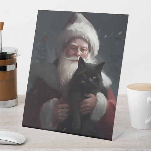 タキシード猫とサンタクロースのクリスマス 台座サイン (インサイチュ)