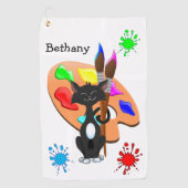 タキシード猫とパレ絵を描ット ゴルフタオル (正面)