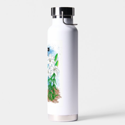 タキシード猫とユリ |感動的引用文 ウォーターボトル (左面)