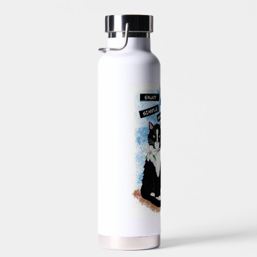 タキシード猫とユリ |感動的引用文 ウォーターボトル (右面)