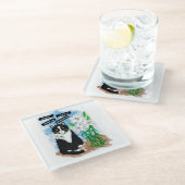 タキシード猫とユリ |感動的引用文 ガラスコースター (アングル)