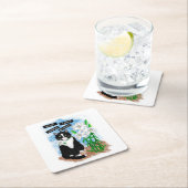 タキシード猫とユリ |感動的引用文 スクエアペーパーコースター (インサイチュ)