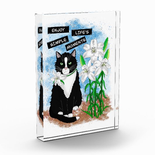 タキシード猫とユリ |感動的引用文 フォトブロック (左)