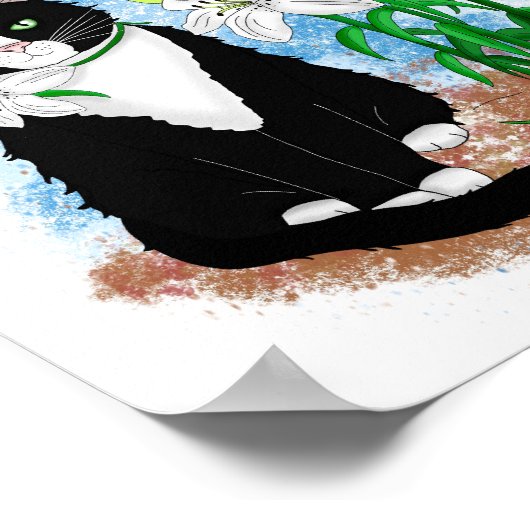 タキシード猫とユリ |感動的引用文 ポスター (角)