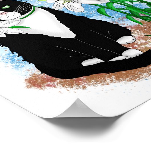 タキシード猫とユリ |感動的引用文 ポスター (角)