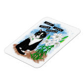 タキシード猫とユリ |感動的引用文 マグネット (左側)