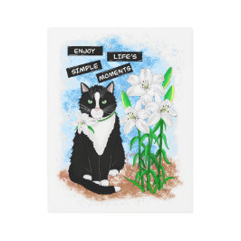 タキシード猫とユリ |感動的引用文 メタルプリント