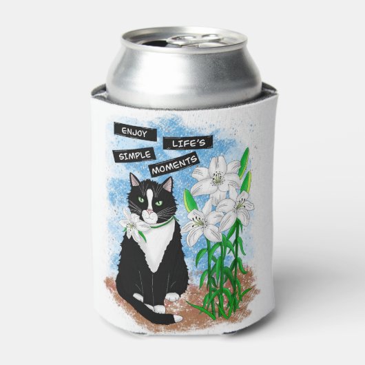 タキシード猫とユリ |感動的引用文 缶クーラー (缶正面)