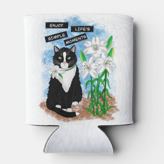 タキシード猫とユリ |感動的引用文 缶クーラー (裏面)