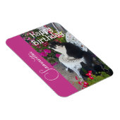 タキシード猫と花の女の子の名前の誕生日 マグネット (右側)