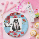 タキシード猫に愛される黒猫と白猫の少女 ペーパープレート (パーティー)