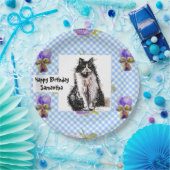 タキシード猫に愛される黒猫と白猫の少女 ペーパープレート (パーティー)