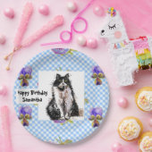 タキシード猫に愛される黒猫と白猫の少女 ペーパープレート (パーティー)