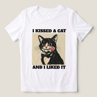 タキシード猫のキス 楽しいTシャツ トライブレンドTシャツ