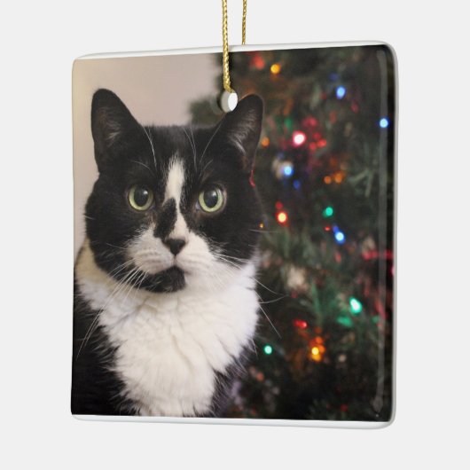 タキシード猫のクリスマスのオーナメント セラミックオーナメント (左)