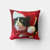 タキシード猫のクリスマスピローの桃 クッション (正面)