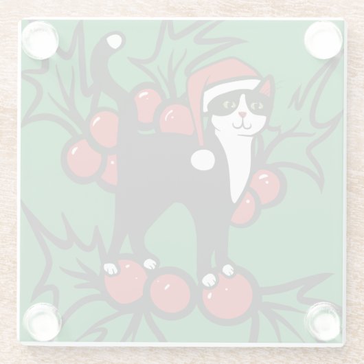 タキシード猫のクリスマス ガラスコースター (裏面)