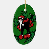 タキシード猫のクリスマス セラミックオーナメント (右)