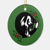 タキシード猫のクリスマス セラミックオーナメント (左)