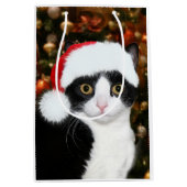タキシード猫のクリスマス ミディアムペーパーバッグ (正面)