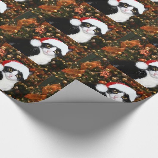 タキシード猫のクリスマス ラッピングペーパー (角)