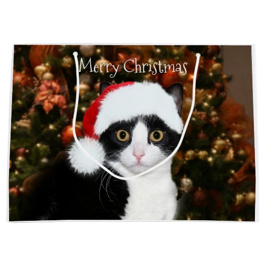 タキシード猫のクリスマス ラージペーパーバッグ (正面)