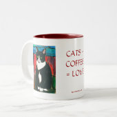 タキシード猫のステンドグラスのデザインの芸術のTシャツ ツートーンマグカップ (正面左)