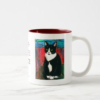 タキシード猫のステンドグラスのデザインの芸術のTシャツ ツートーンマグカップ