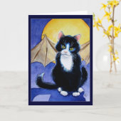 タキシード猫のハロウィンのガーゴイルのカードか招待 カード (黄色い花)