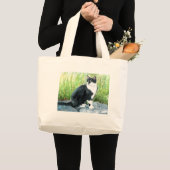 タキシード猫のバッグ ラージトートバッグ (正面(商品))