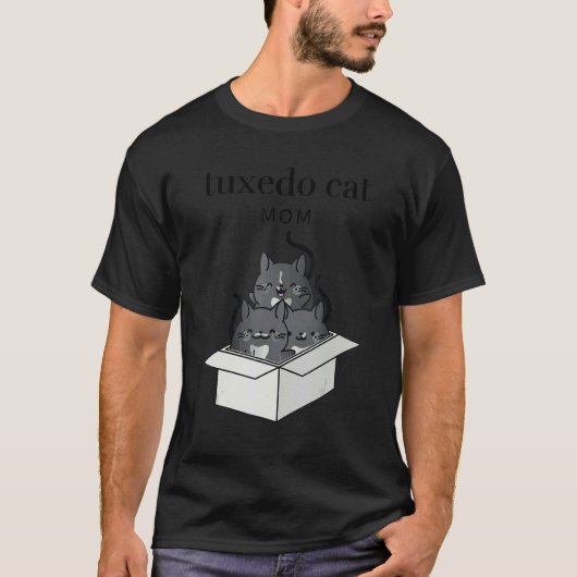 タキシード猫のママ かわいい Tシャツ (正面)