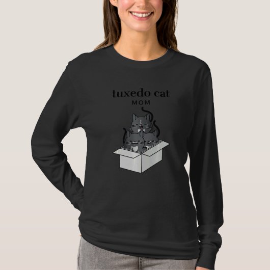 タキシード猫のママ かわいい Tシャツ (正面)