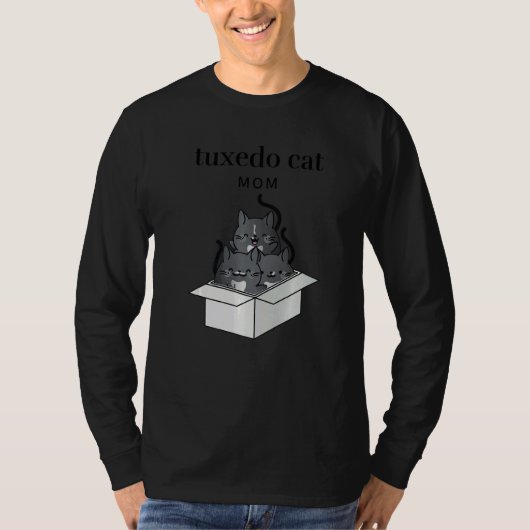 タキシード猫のママ  かわいい Tシャツ (正面)