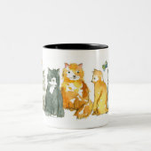 タキシード猫の三毛子猫の水彩動物 ツートーンマグカップ (中央)