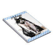 タキシード猫の可愛いイラスト 黒と白の猫の女の子 ノートブック (右側)