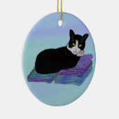 タキシード猫の昼寝のオーナメント セラミックオーナメント (右)