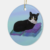 タキシード猫の昼寝のオーナメント セラミックオーナメント (左)