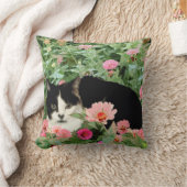 タキシード猫の枕(花柄) クッション (ブランケット)