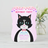 タキシード猫の男の子の誕生日パーティーへの招待 招待状 (スタンド正面)