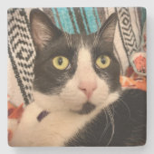 タキシード猫の石コースター ストーンコースター (正面)