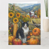 タキシード猫の秋の収穫感謝祭 カード (正面)