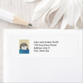 タキシード猫の絵画の差出人住所ラベル ラベル (インサイチュ)