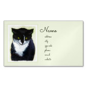 タキシード猫の絵画-かわいい元の猫の芸術 マグネット名刺 (正面)