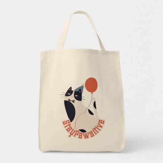 タキシード猫の誕生日パーティーの食料品買い物袋  トートバッグ (正面)