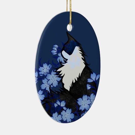 タキシード猫の青いタキシード猫のアートワークタキシー猫 セラミックオーナメント (右)