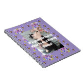 タキシード猫の面白いかわいい花柄パープルノートブック ノートブック (右側)