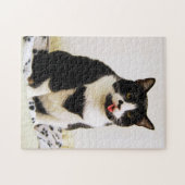 タキシード猫は彼女の舌を突き出ます ジグソーパズル (横)